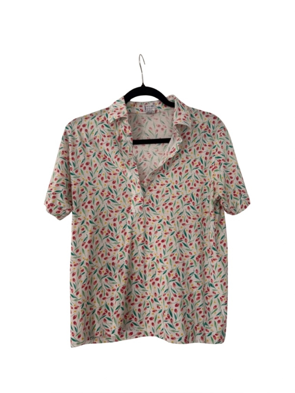 Vintage Cotton Floral Button-Down Shirt Size M